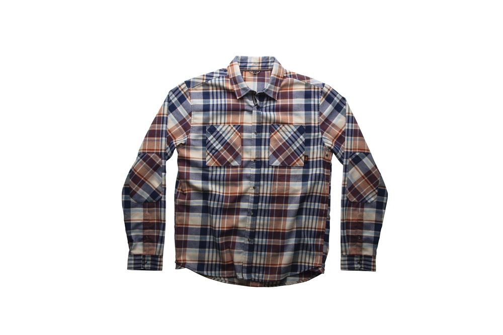 Everyday LS Flannel Orange Blue Tan