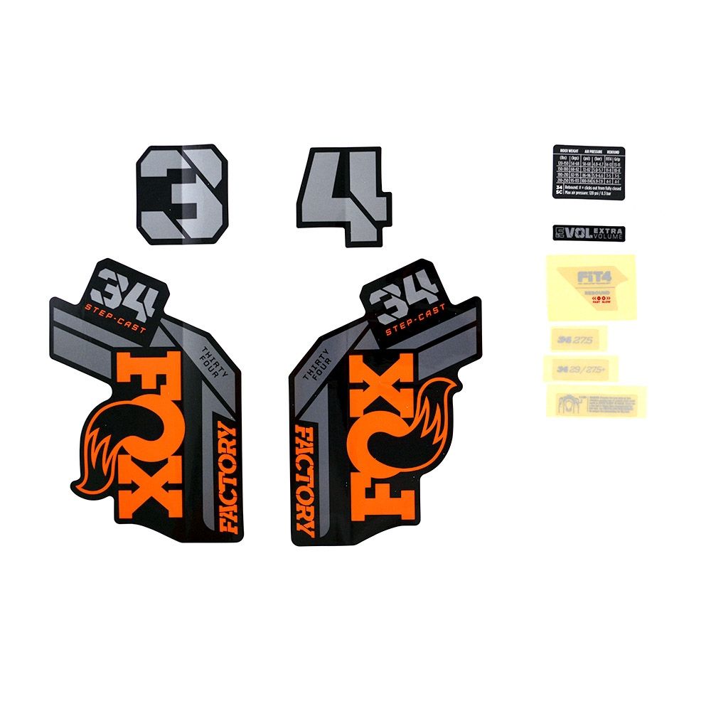 Decal Kit: 2021 34 SC F-S Orange/Black Logo Shiny Black Fork
