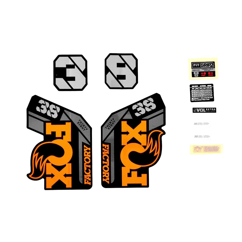 Decal Kit: 2021 38 F-S Orange Logo Shiny Black Fork