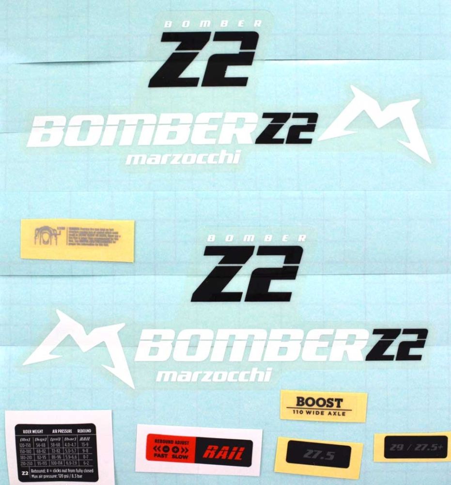 Decal Kit: Marzocchi 2020 Z2 Gloss/Clear Logo for Gloss Red Lowers