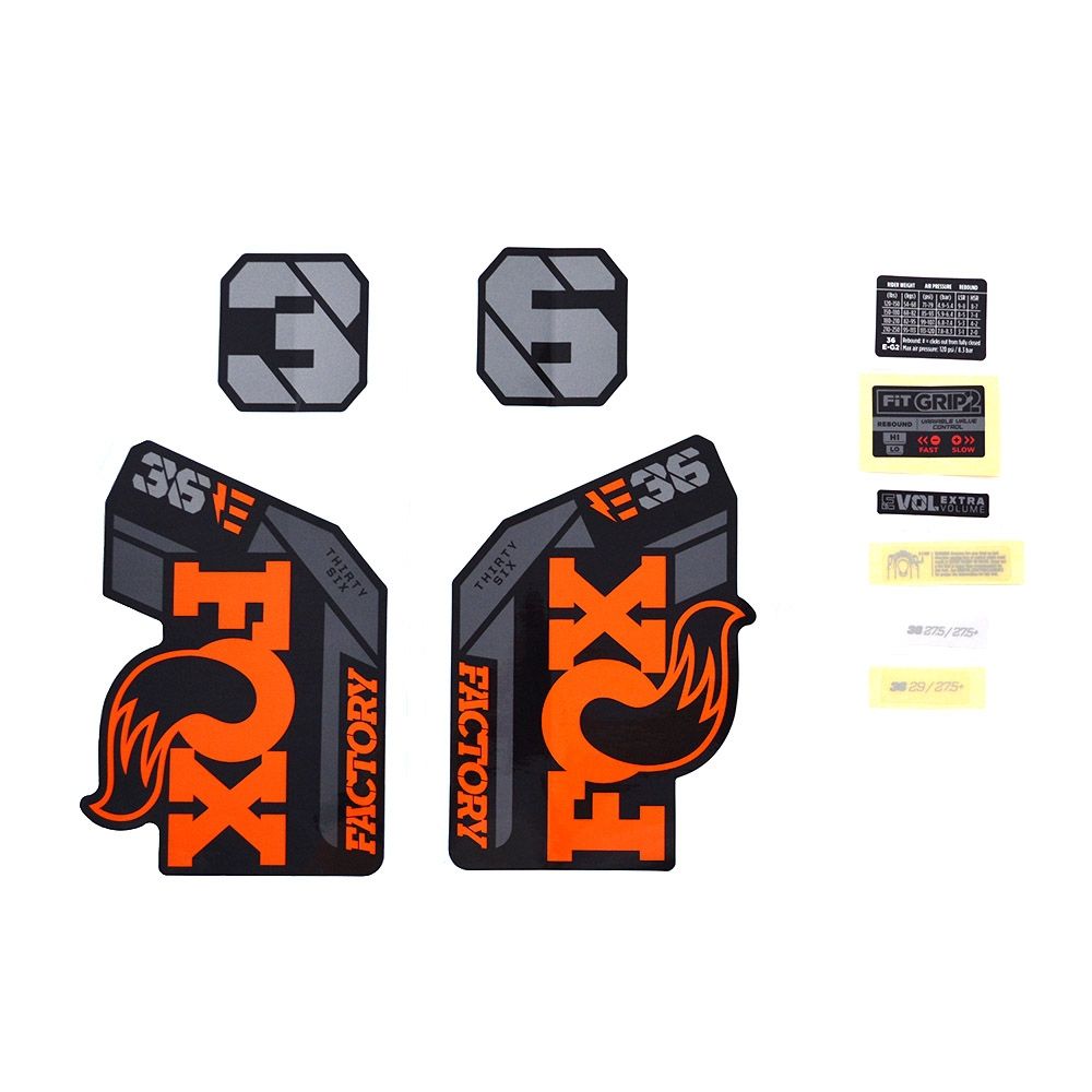 Decal Kit: 2021 36 F-S E-Bike+ Orange Logo Shiny Black Fork
