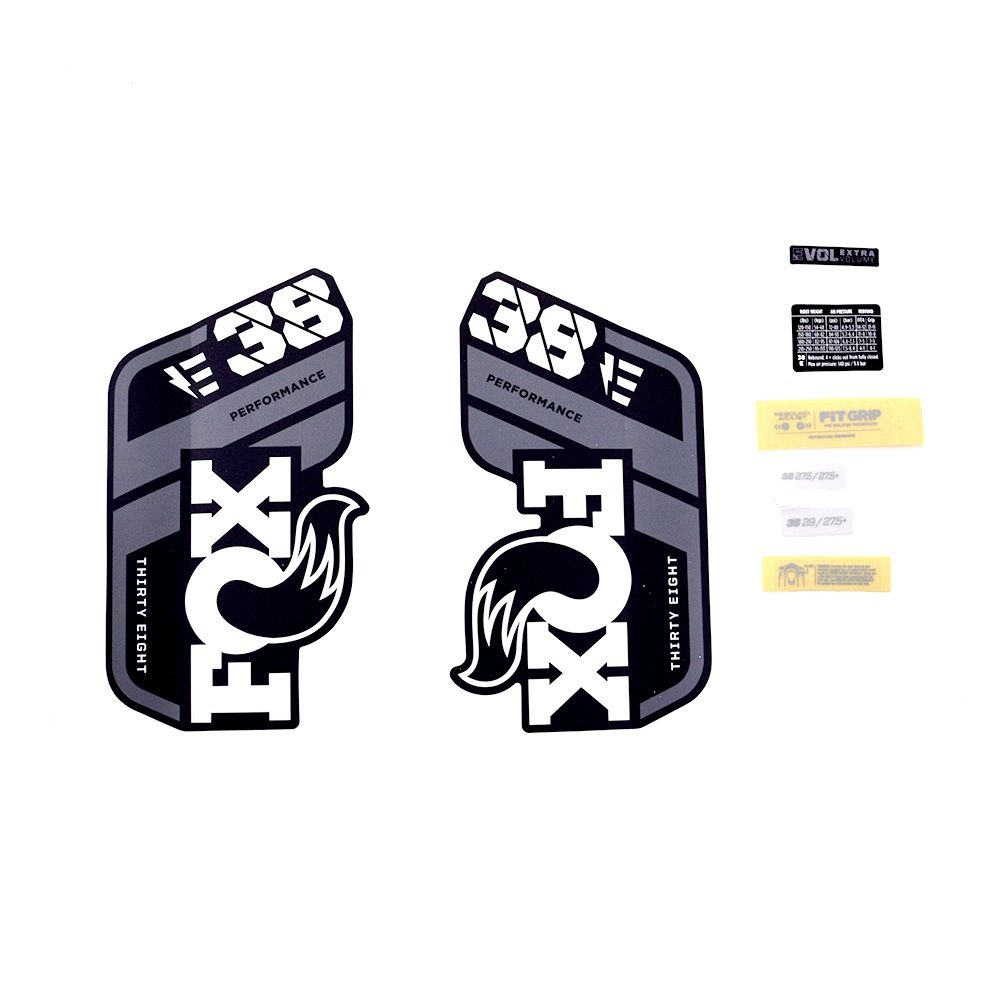 Decal Kit: 2021 38 P-S E-Bike+ Gray Logo Matte Black Fork
