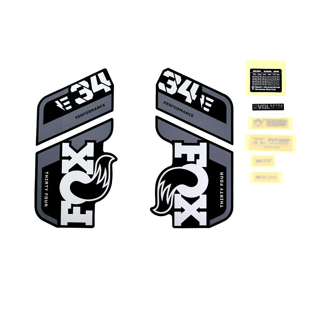 Decal Kit: 2021 34 E-BIKE+ P-S Gray Logo Matte Black Background