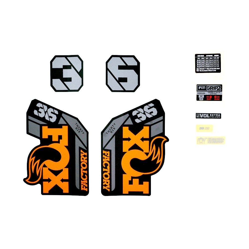 Decal Kit: 2021 36 F-S 26in Orange Logo Matte Black Fork