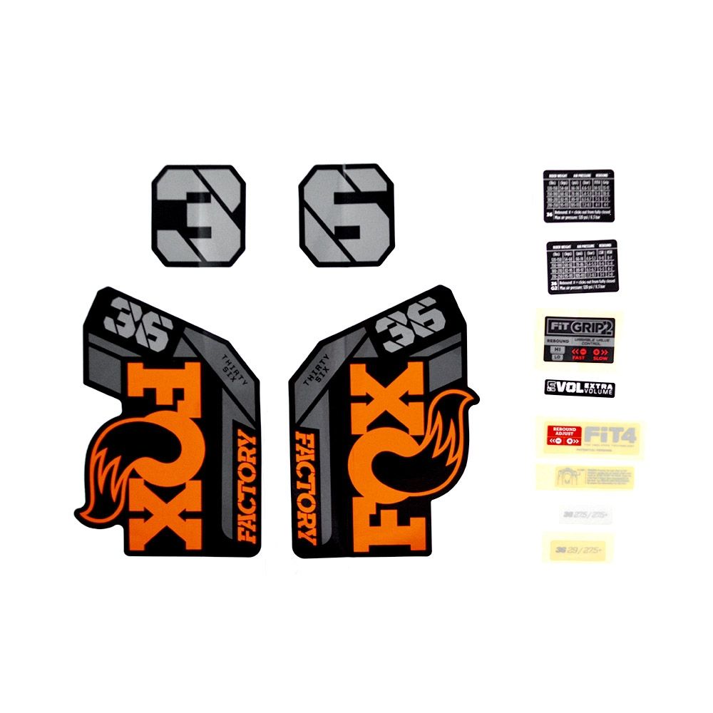 Decal Kit: 2021 36 F-S Orange Logo Shiny Black Fork